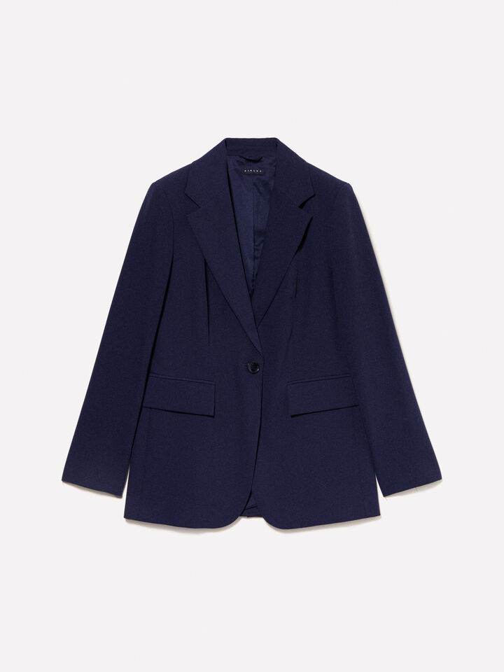 Dark blue regular fit blazer - women's blazers - Dark Blue | Sisley image number 4